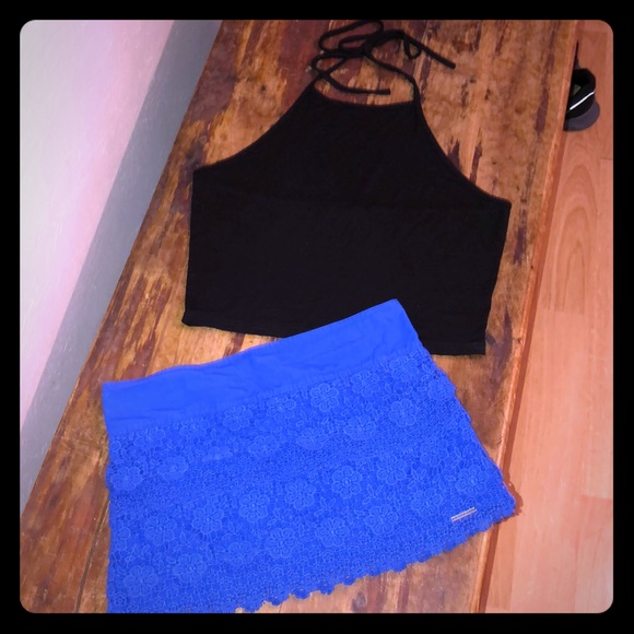 Abercrombie & Fitch Dresses & Skirts - Abercrombie & Fitch Black Crop-top & Blue Skirt Abercrombie & Fitch Dresses & Skirts - Abercrombie & Fitch Black Crop-top & Blue Skirt